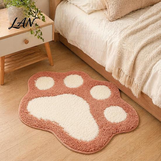 Decorative Cat Paw Mat Bath Mat, Non-Slip Soft Fluffy Rug, Absorbent Thickened Washable Cute Area Rug for Entrance Bathroom Bedroom Water Door