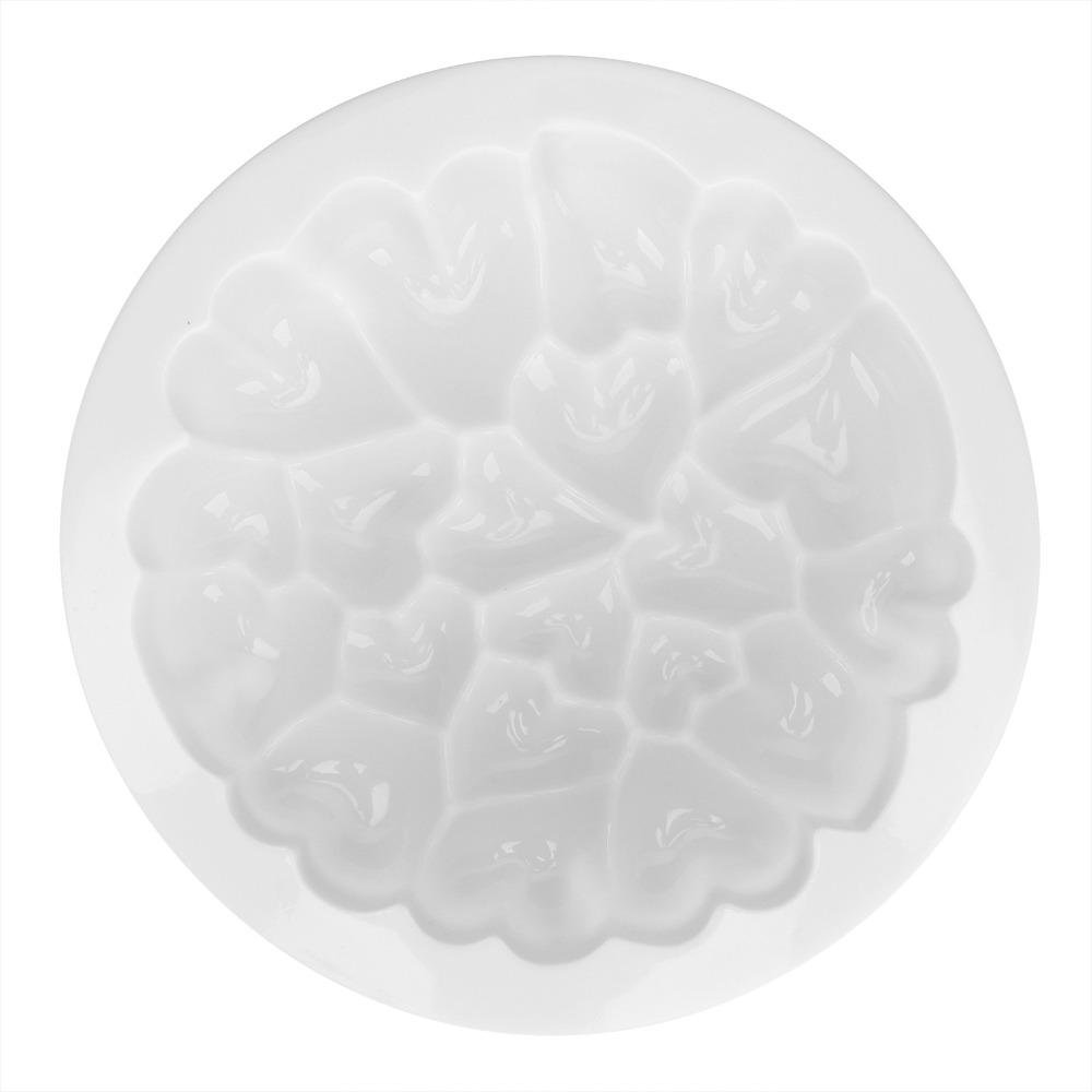 Food Grade Silicone Heart Cake Mold Embossed Heart Pattern Non Stick Surface Silicone Baking Mold Easy Release Round Shape