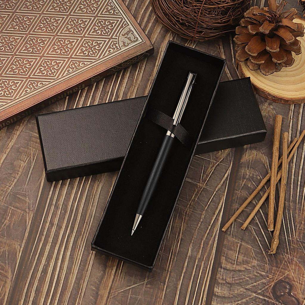 In-Stock Black Titanium Signature Wood & Metal Ballpoint Pen Gift Set