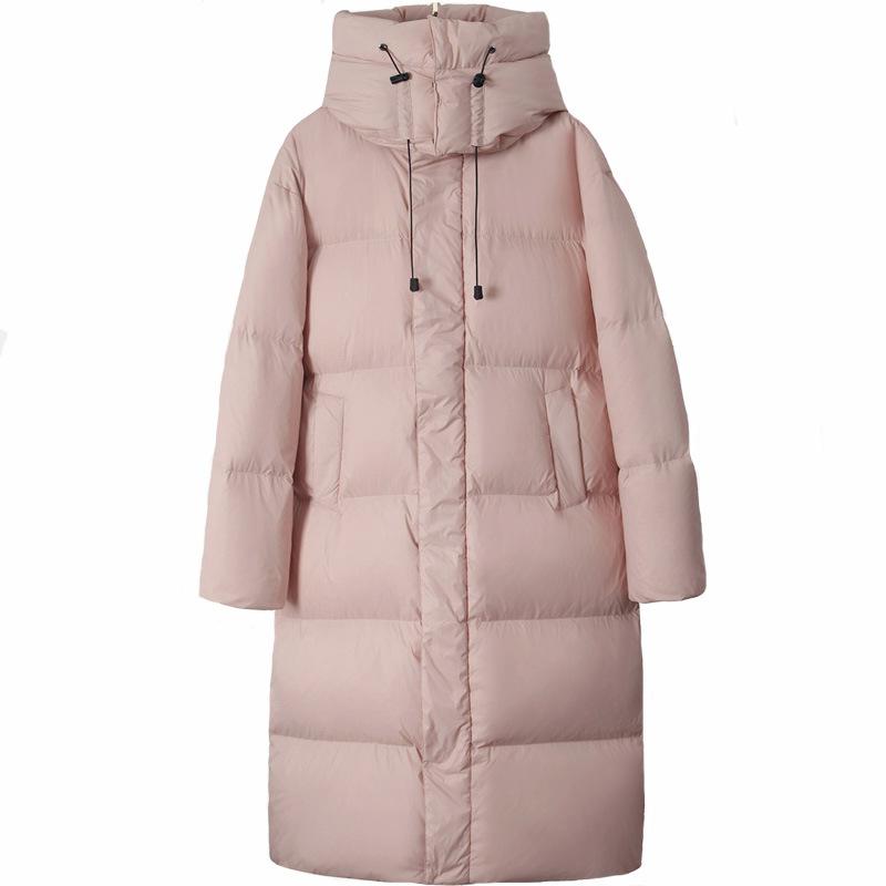 Hooded White Duck Down Jacket Women's Medium and Long 2025 Winter New Thickened Large Quilt Knee Warm Jacket