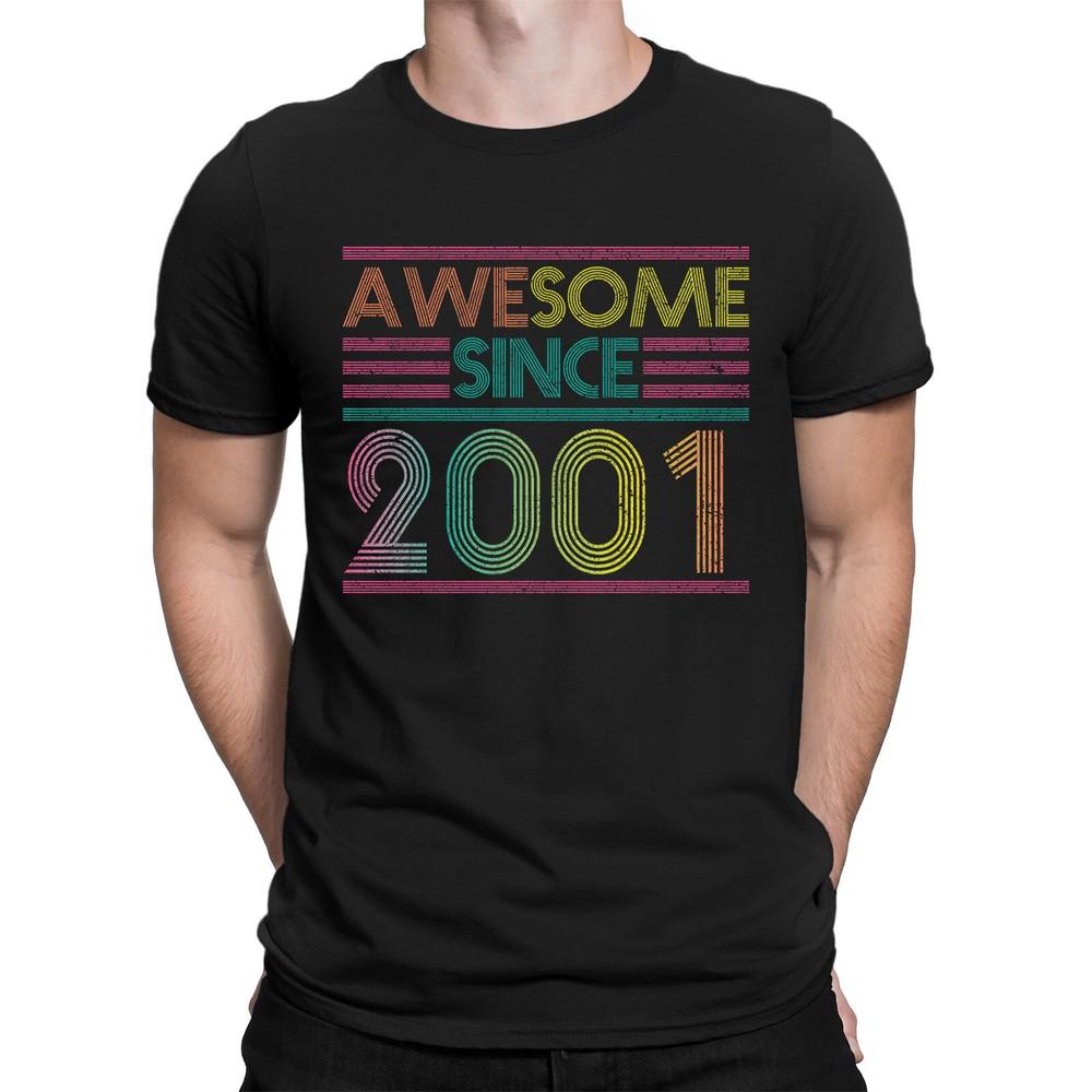 

Awesome Since 2001 Mens T Shirt 25th Birthday Unisex Graphic Tee Top Unisex T-Shirt S