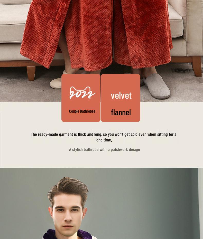 Autumn/Winter Unisex Plus Size Pineapple Plaid Fleece Bathrobe