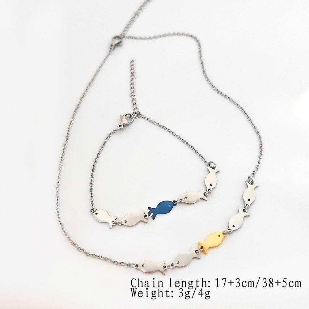 Creatief Ontwerp Vijf Kleine Visscholen Zwemmen Stroomopwaarts Inspirerend Koppel Ketting Armband voor Vrouwen Mannen Roestvrij Staal Sieraden