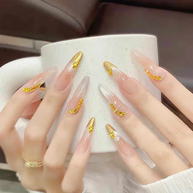 Abnehmbare Ballerina-Kunstnägel, tragbare Kunstnägel, Katzenaugen-Nagelspitzen, Maniküre-Werkzeug, Aufdrücknägel