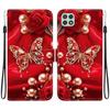 Handmade PU Leather Flip Case for Samsung A22 5G/A22s 5G (SM-A226B/A226L)- Anti-Slip Shockproof Cover with Wrist Strap & Heart/Rose Cat Designs