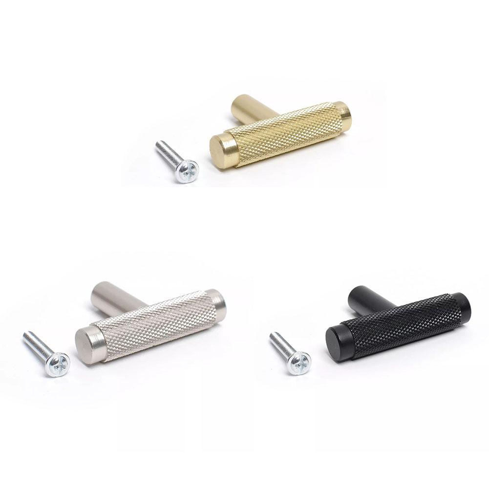 Knurled T Bar Door Handle for Kitchen Cabinet Drawer and Cupboard Modern Aluminium Design with Comfortable Grip