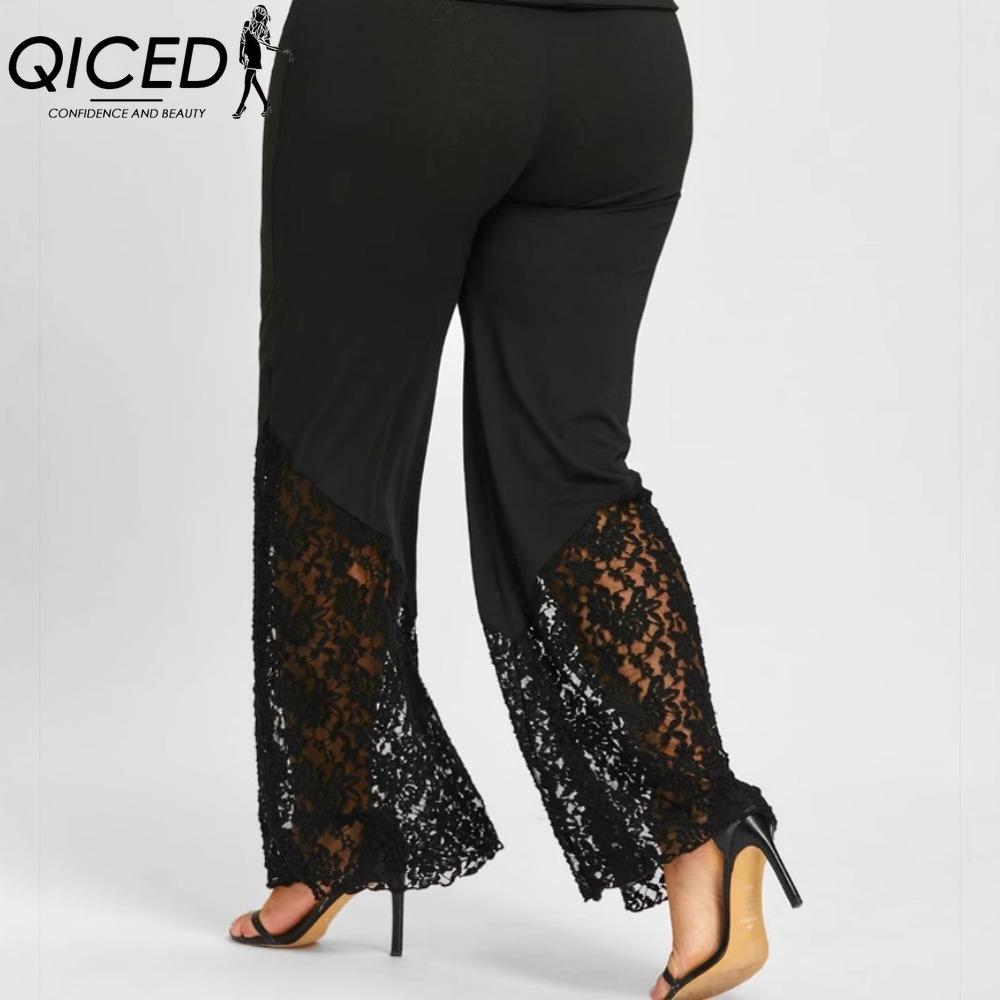 QICED L-5XL Damenmode Lässige Einfarbig Bedruckte Hosen & Caprihosen