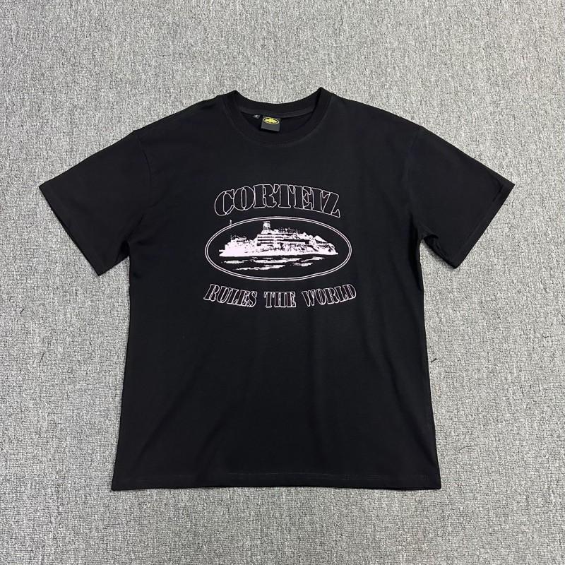 Corteiz Streetwear Baumwoll-T-Shirt Herren Lockerer Schnitt Rundhals Kurzarm Hip Hop Grafik-T-Shirt