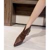 Pointed short boots women's thick heel leather horsehair brown retro short boots high heel leather boots autumn and winter new high-top shoes women