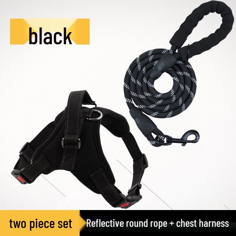 Reflective Rope Dog Leash & Harness for Small, Medium, Large Breeds