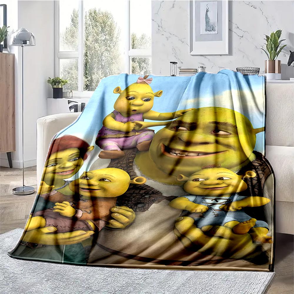 Shrek Theme Printed Blanket - Perfect for Couch, Bed, Travel & Outdoor Use | Machine Washable, Cozy & Durable.
