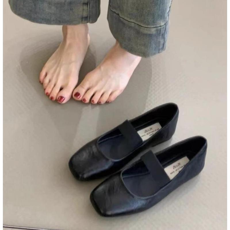 New Fashionable Women's Fashion Flat Shoes Square Head Shallow Mouth Soft Sole Comfortable Non-slip Wear Resistant Slip-on Shoes