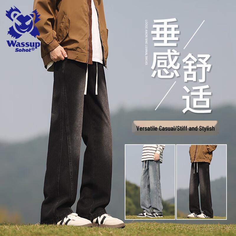 

Wassup Sohot Мужские джинсы прямого кроя с широкими штанинами L