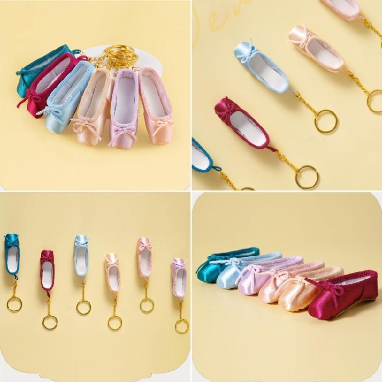Cute Satin Ballet Shoe Keychain Handcrafted Pointe Shoe Charm Bag Pendant