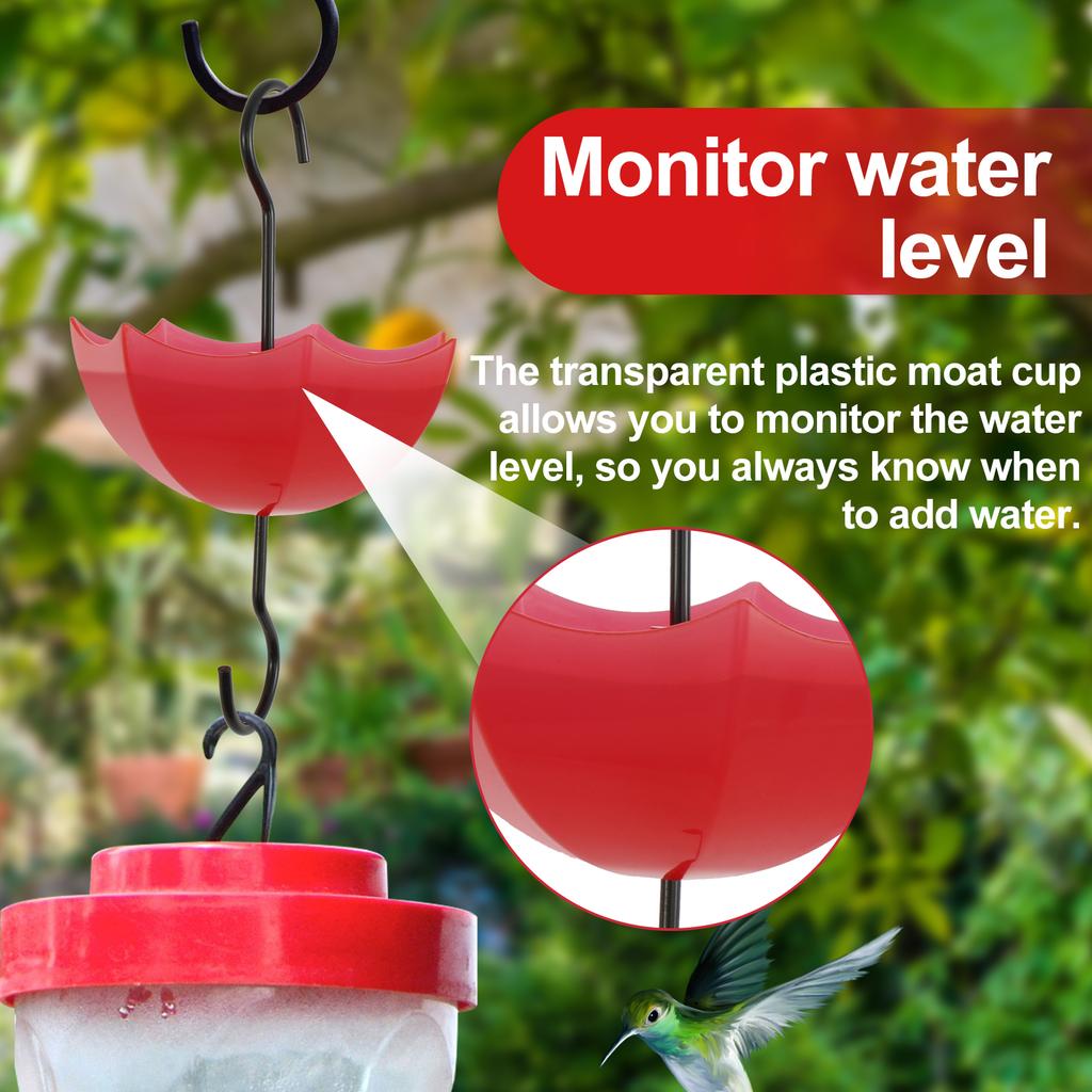 4 Pcs Hummingbird Feeder Anti Ant Hook 5 OZ Large Capacity Hummingbird Feeder Ant Guard Transparent Plastic Ant Moat with Hooks
