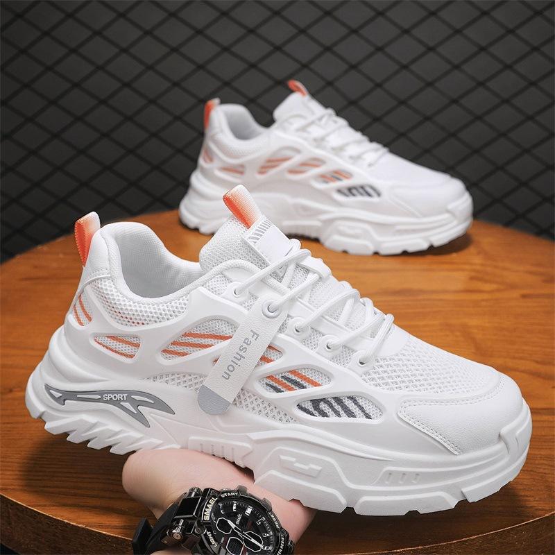 Spring new men's shoes breathable soft-soled running sports shoes male students thick-soled heightening casual dad shoes