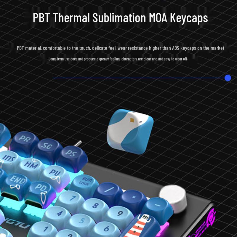 Langtu K1000MOA Mechanical Gaming Keyboard - Wired 104-Key Blue Switch, PBT Keys, for Esports & Office.