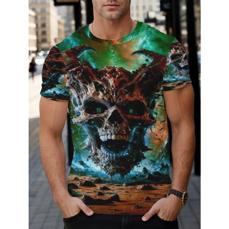 Modisches Herren Crew Neck Kurzarm 3D Abstrakt Farbdruck Abstraktes Kurzarm Crew Neck T-Shirt