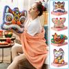 3D Printing Velvt Flannel Quilt Chinese Traditional Dance Lion Embroidery Air Conditioning Blanket And Cushion  Sofa Car Decor