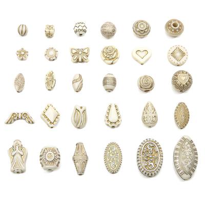 Cuentas Hechas a Mano Acrílico Vintage Francés Rastreo Dorado Cuentas Planas Cuentas Redondas Hecho a Mano Diy Joyería Pulsera Collar Colgante Cadena de Teléfono Accesorios