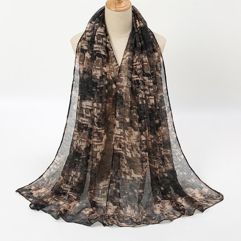 Spring Fashion Oil Painting Floral Viscose Scarf Lady Print Voile Shawls and Wraps Pashmina Foulards Muslim Hijab 180*72Cm