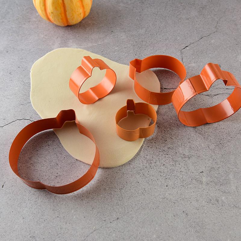 New 5pcs Stainless Steel Halloween Pumpkin Shape Cookie Cutter For Baking Fondant Pastry DIY Cake Mold Biscuit Cutting Die Set