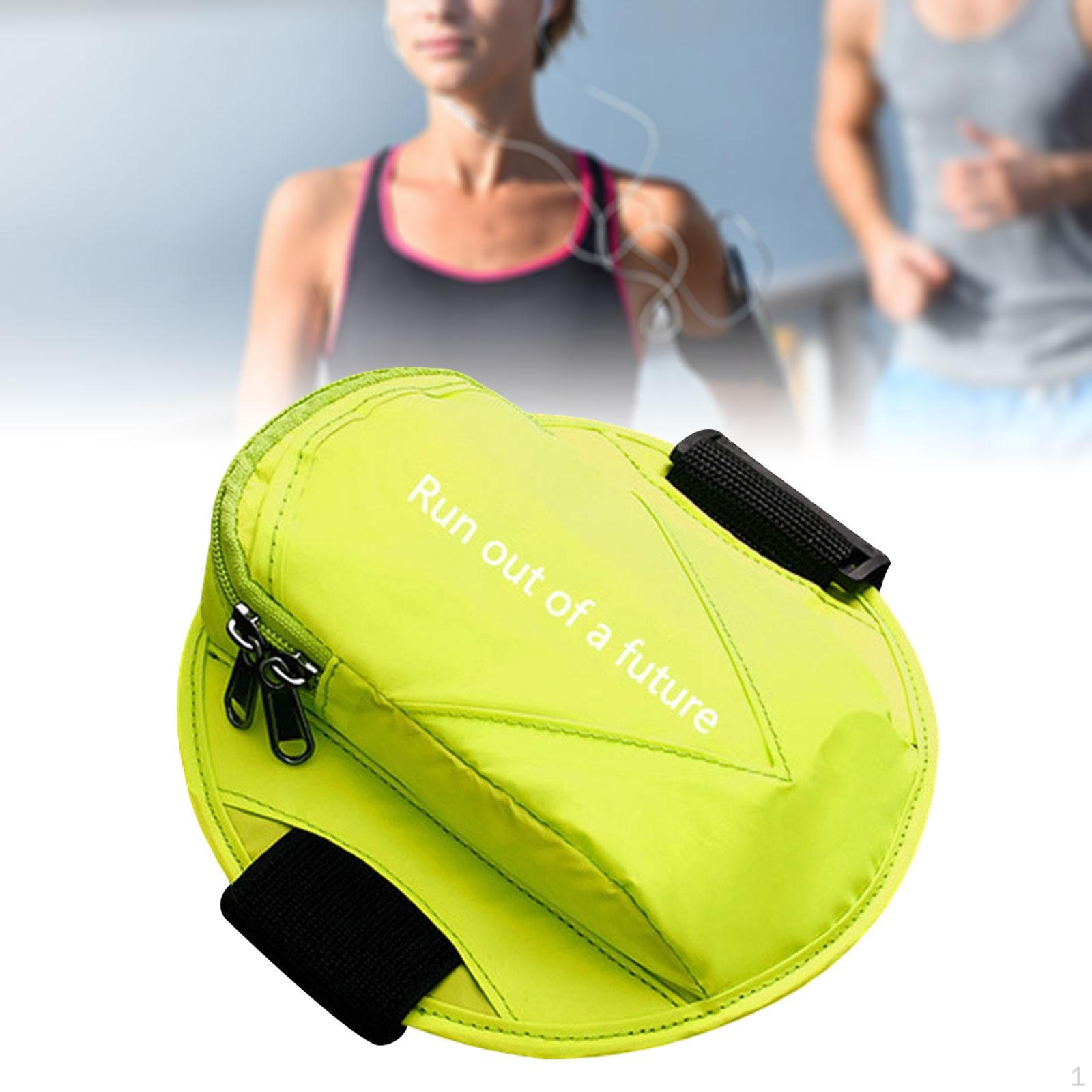 

Cell Phone Armband for Running, Zippered Car Key Holder, Crossbody Arm Bag Polyester Yellow
