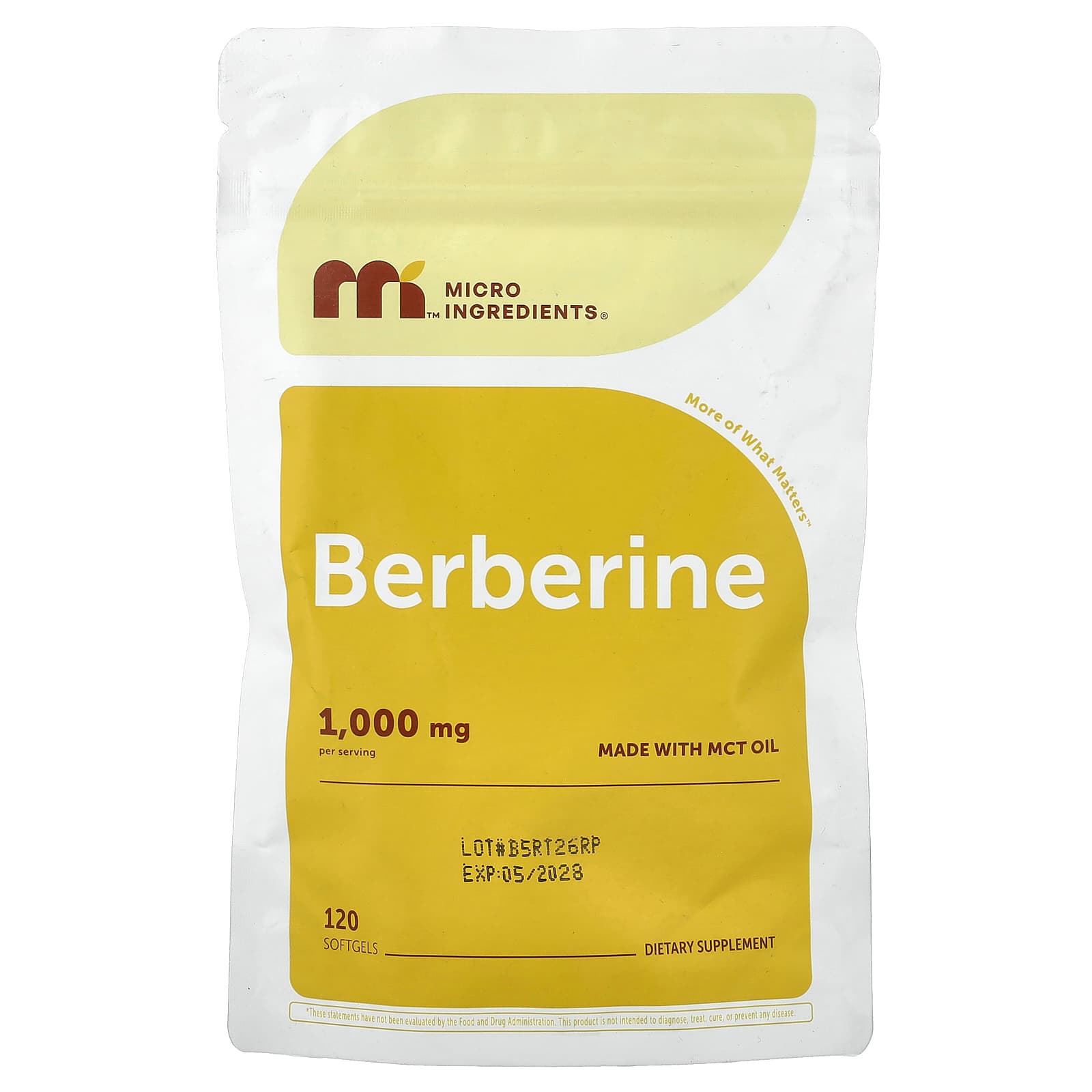 Micro Ingredients, Berbérine, 120 Gélules Molles (250 mg par capsule)