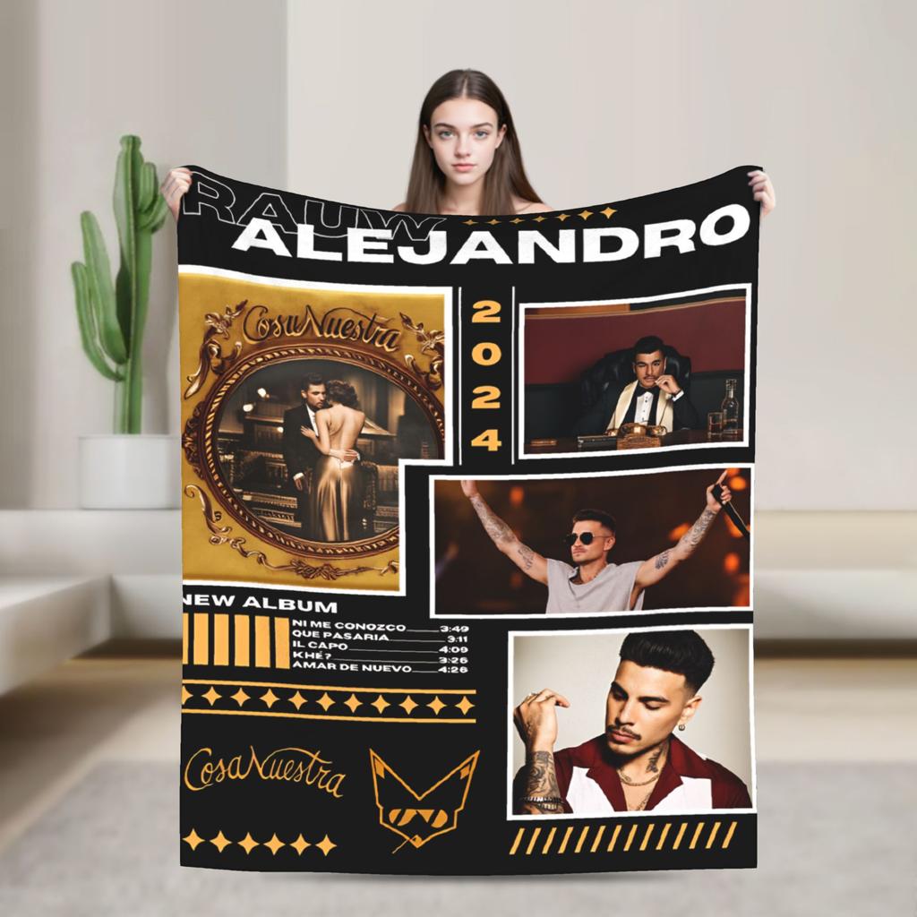 Soft Warm Blanket Travel Office Rauw Alejandro Singer Rapper Throw Blanket Flannel Bedspread For Couch Chair Sofa Bed Sofa Bed