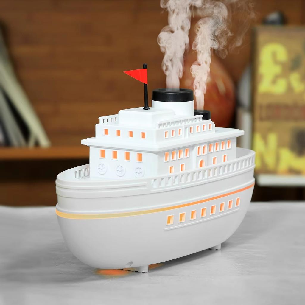 5V USB Ship Model LED Night Light Aroma Diffuser Smoke Aromatherapy Spray Cruise Ship Humidifier Ferry 7-Colors Decoration Light