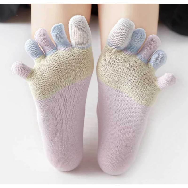 Women Sports Socks Separate Fingers High Tube Five Finger Crew Socks Yoga