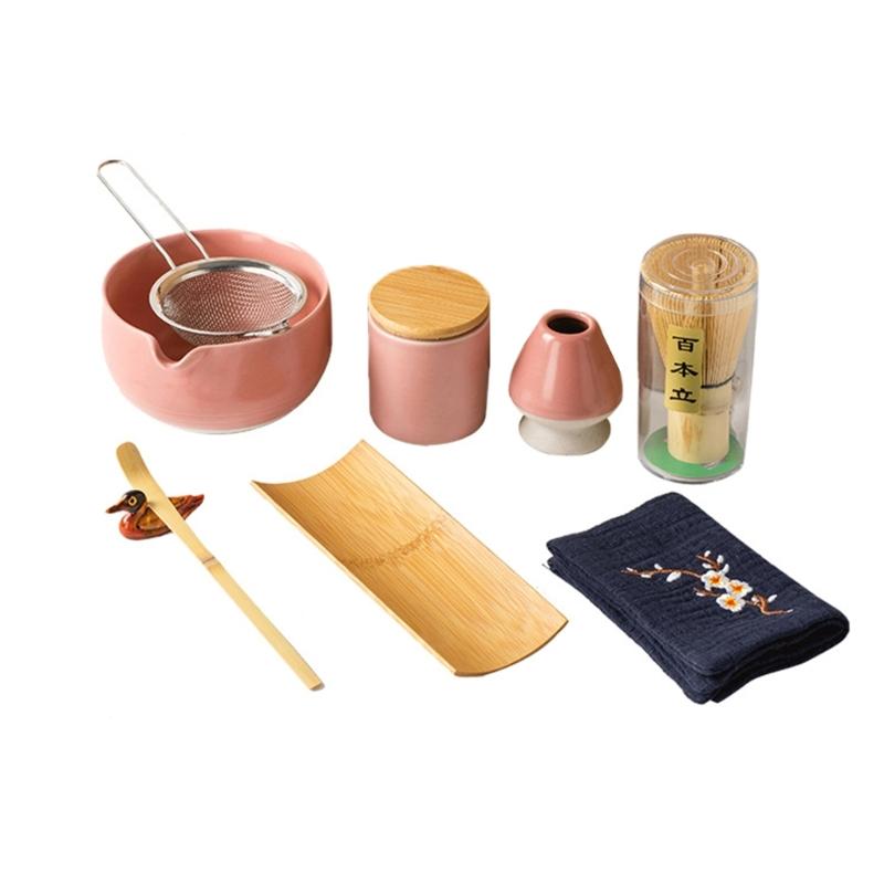 Pack of 9 Elegant Matcha Serving Set Ceramic Ceremonial Bowl and Tool Set Matcha Kitchenwares Suitable for Matcha Party