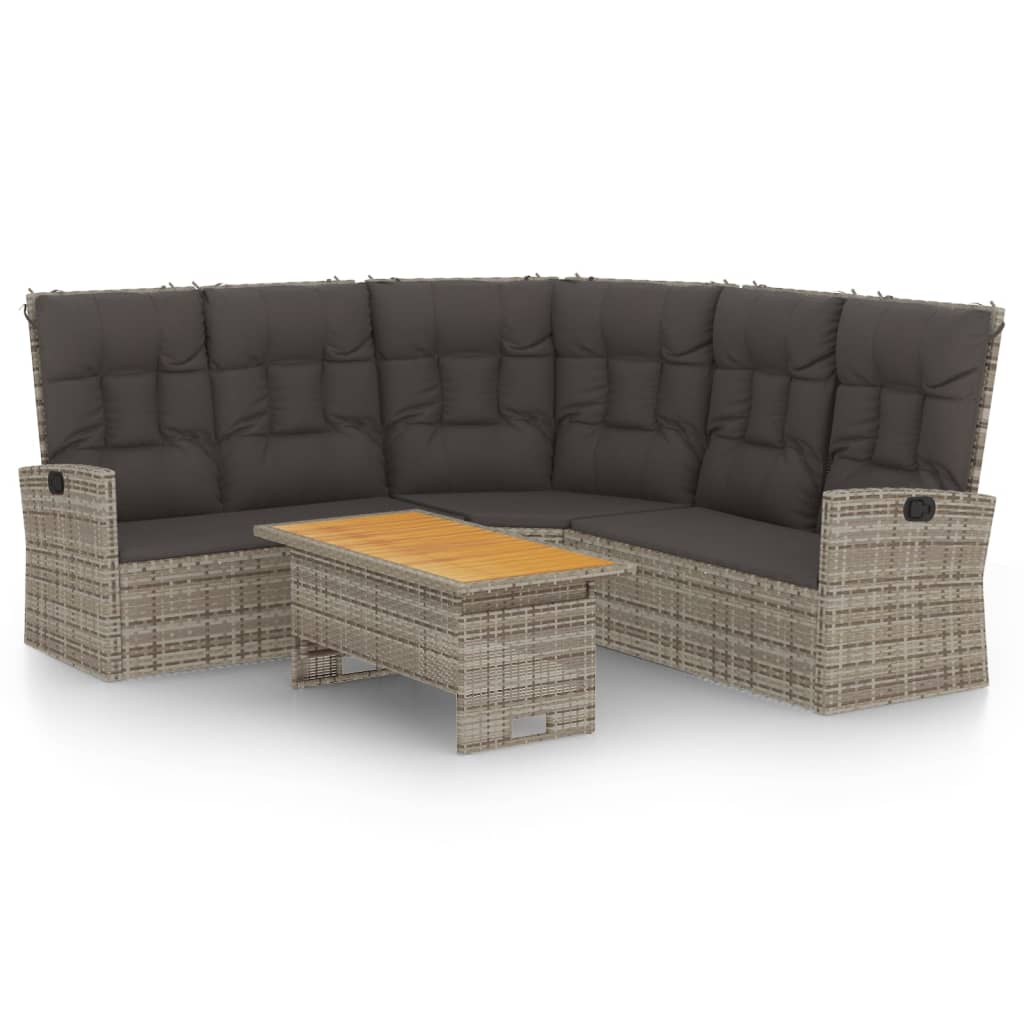 2 Piece Garden Lounge Set with Cushions Gray Poly Rattan