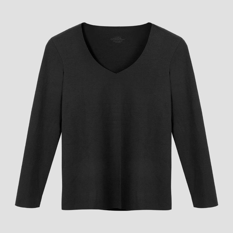 

Мужской плюшевый толстый длинный рукав осенне-зимний приталенный топ с круглым вырезом 190(XXXXL) чёрный