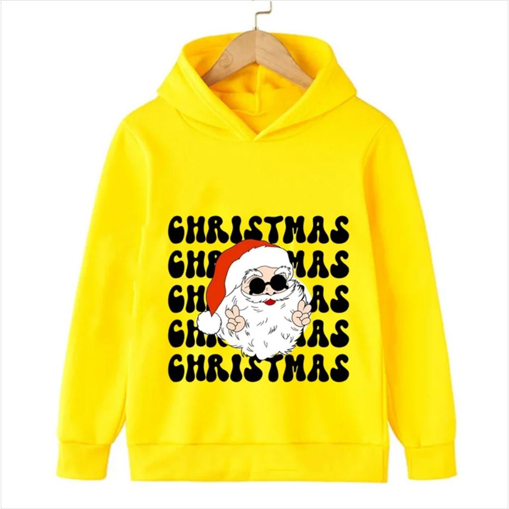 2025 Christmas Cute Christmas Chimney Festival Dress Up Girl Autumn/Winter Hoodie Hoodie Suitable for Children Aged 4-14 Warm Top
