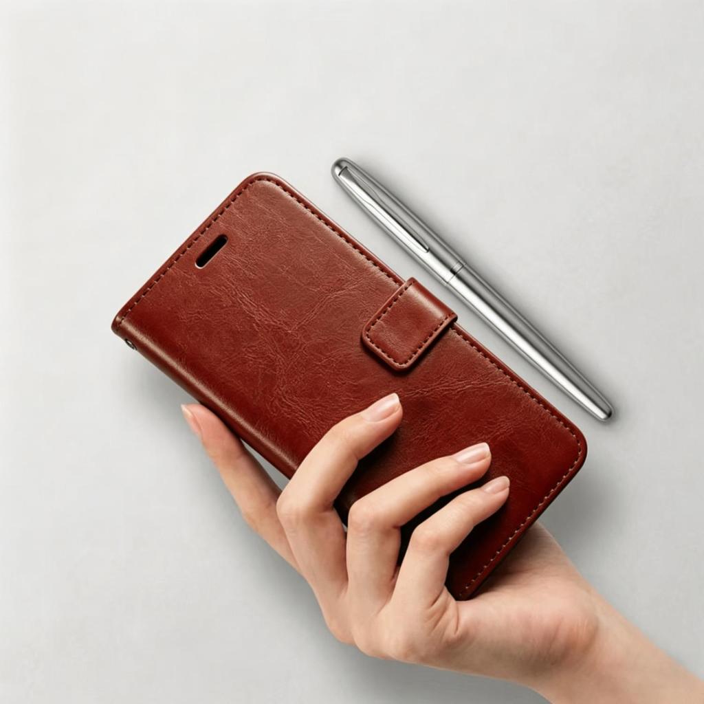 Applicable OPPOREALMEQ1 mobile phone case V11 Crazy Horse pattern protective case True Me 11PRO retro clamshell C11