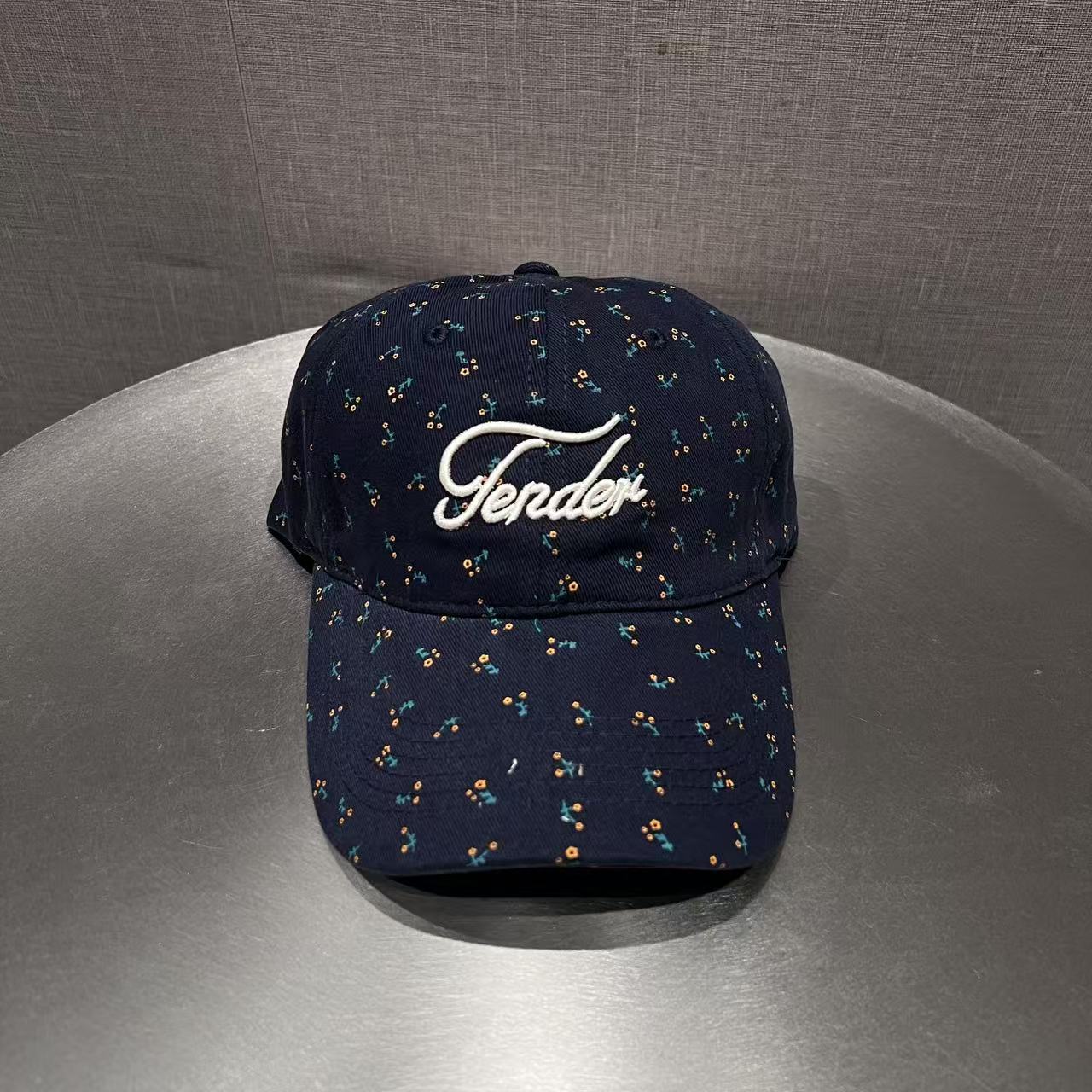 Floral Print Baseball Cap with Letter Embroidery, Adjustable Cotton Dad Hat for Women L