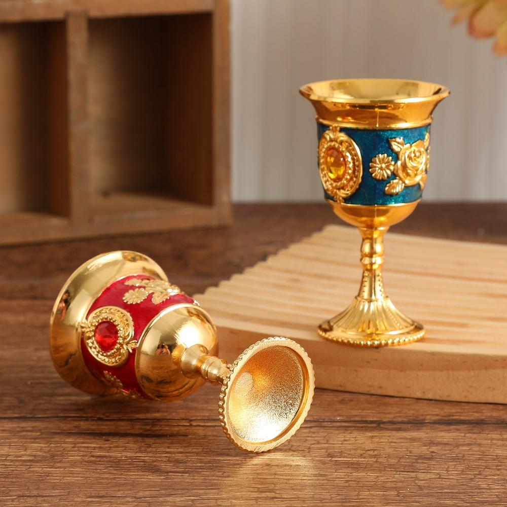 Zinc Zinc Zinc Alloy Medieval Rose Embossed Goblet Vintage Liquor Cup Elegant Small Drinking Cup  Banquet