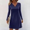 Dame Langermet Casual Midikjoler V-Hals Print Casual Kjole