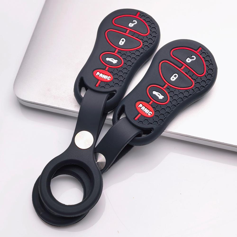 Key Fob Cover for Jeep Cherokee Charger Challenger Durango Grand Commander Magnum 300 with Keychain Anti-Scratch Surface Shockproof Structure