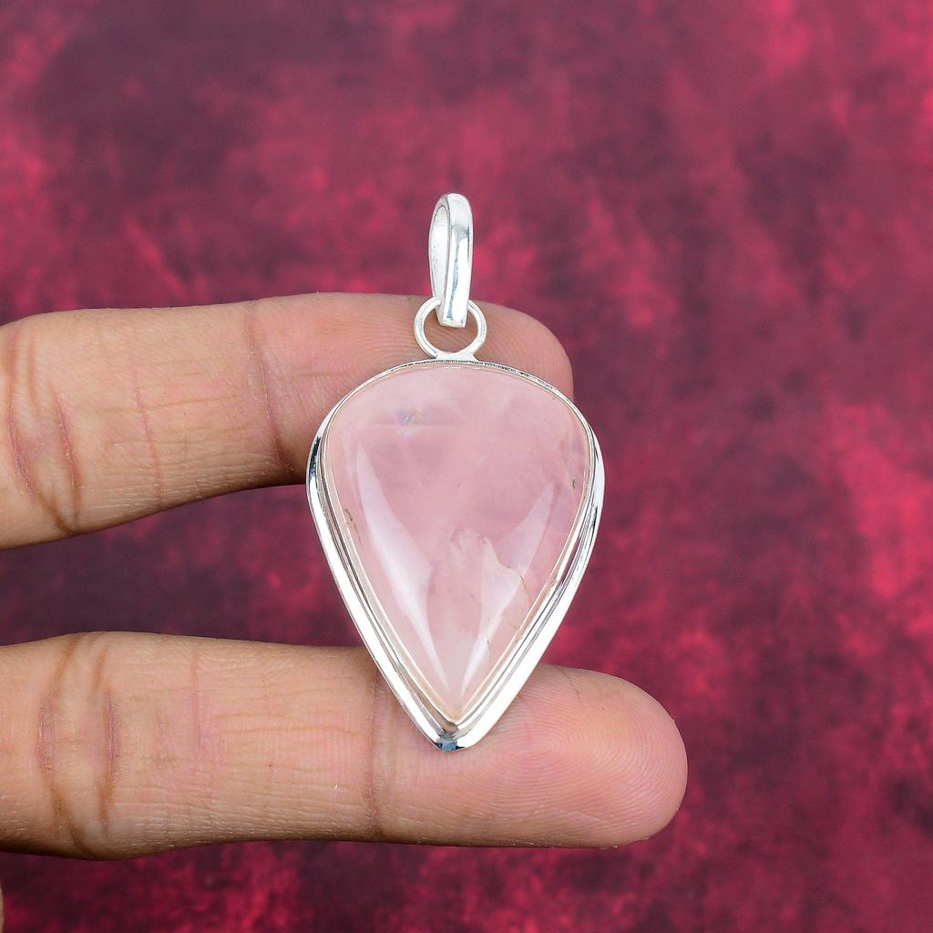 Rose Quartz Jewelry, 925 Solid Sterling Silver Pendant Handmade Gemstone Jewelry, Gifts For Wife Brand New Pendant