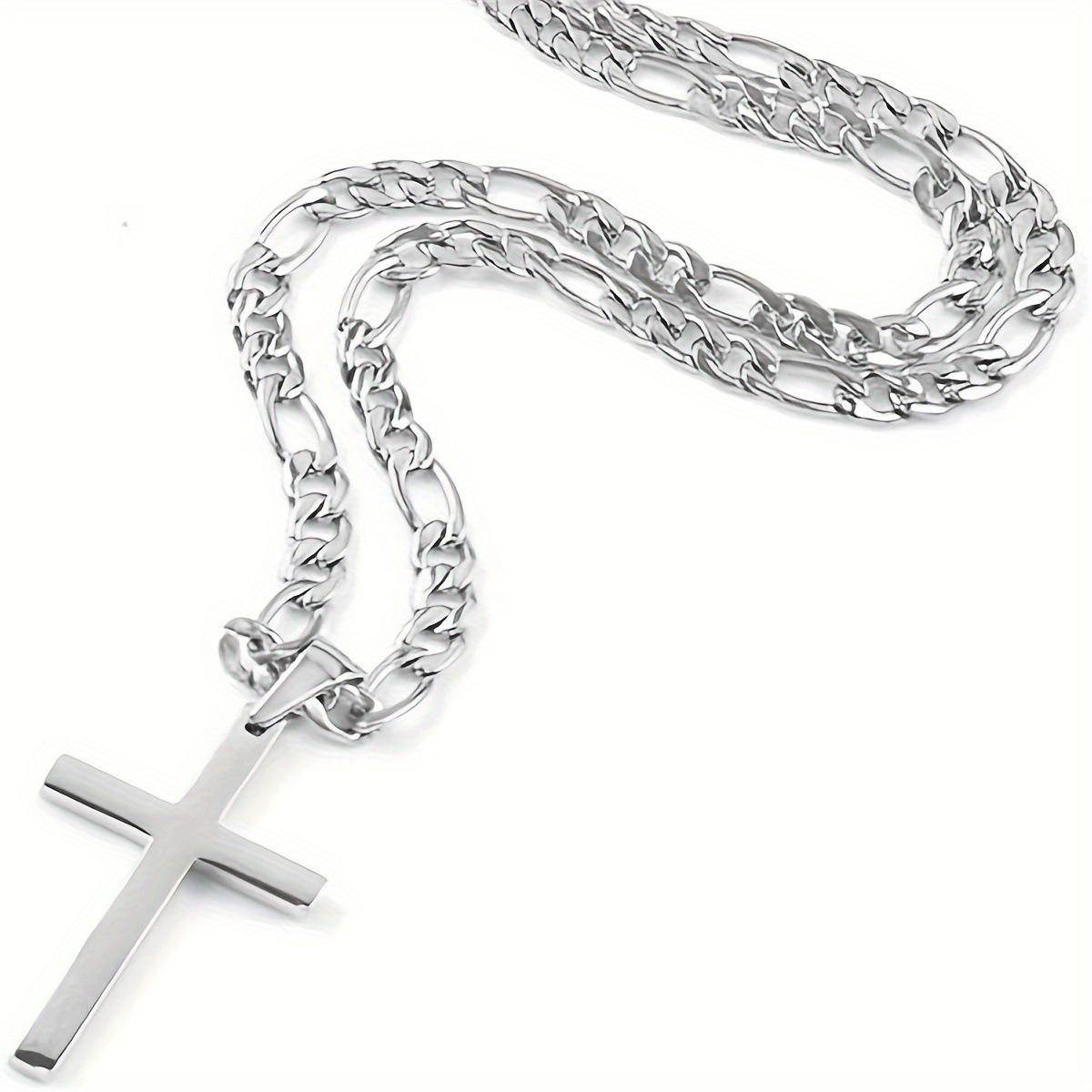 New cross pendant necklace mirror jewelry Cuban chain men s and women s simple fashion jewelry 3:1