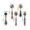 Wax Seal Melting Spoon Wooden Handle Copper Silver Spoon Making Wax Seal Tool