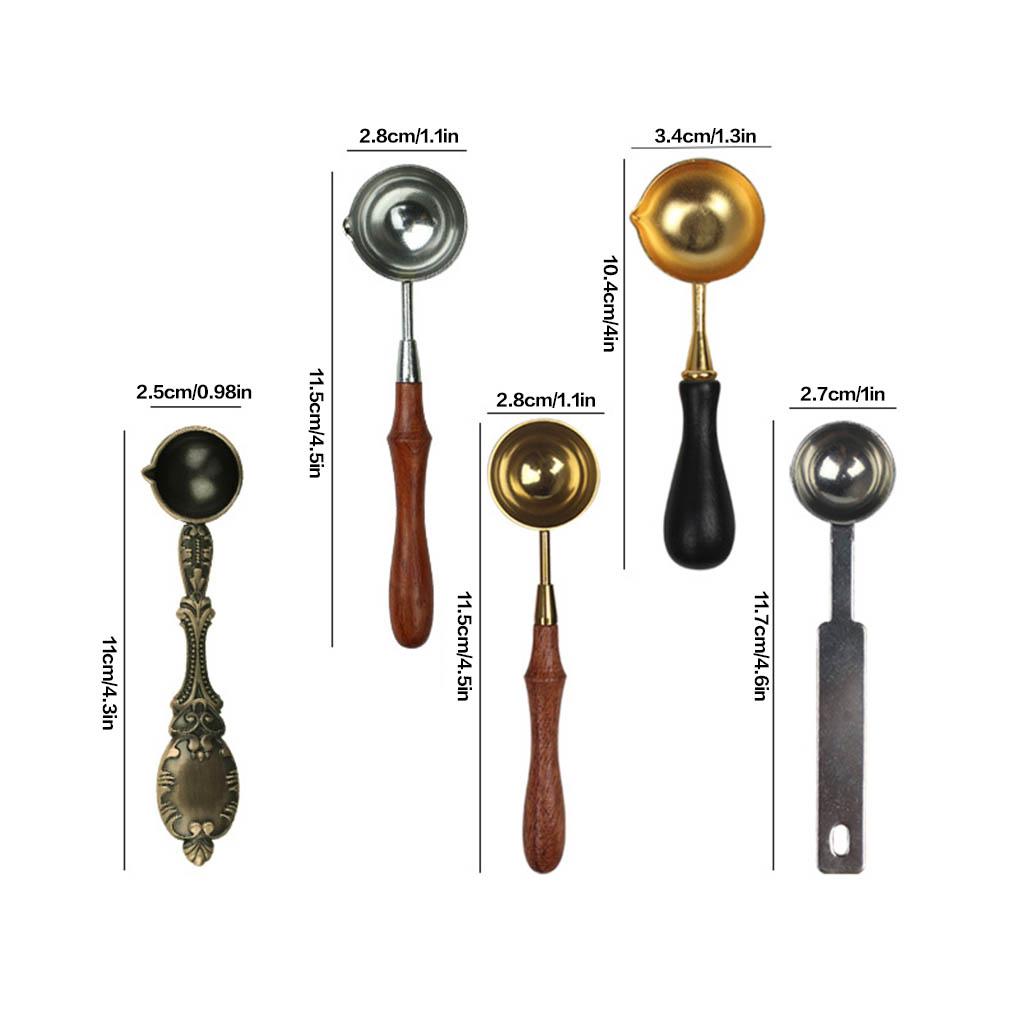 Wax Seal Melting Spoon Wooden Handle Copper Silver Spoon Making Wax Seal Tool