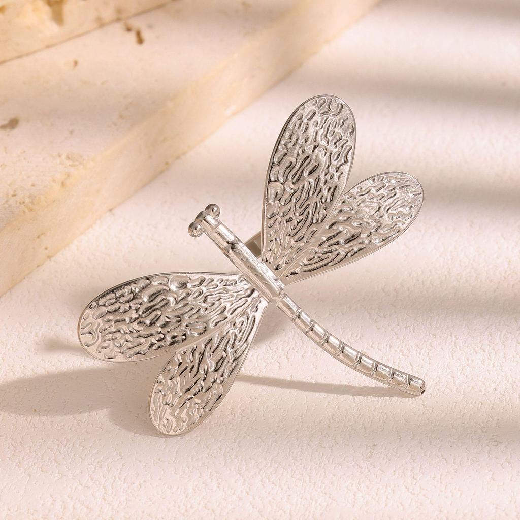 Americký Retro Nerezový Prsten s Vážkou - Geometrický, Univerzální, Vysoce Módní pro Ženy