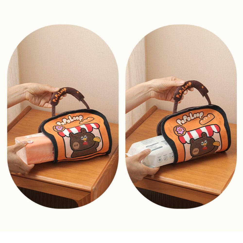 Convenient Cartoon Hanging Tissue Bag Cute Reusable Tissue Storage Holder Universal Creative Portable Tissue Cover Car Backseat