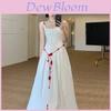 Handmade Japanese Style Red Cotton Fabric Waist Chain With Rose Flower Details For Casual Dress Accessories
