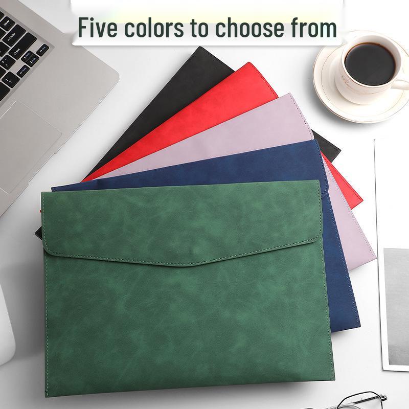 Thickened Waterproof A4 Leather File Folder with Snap Button