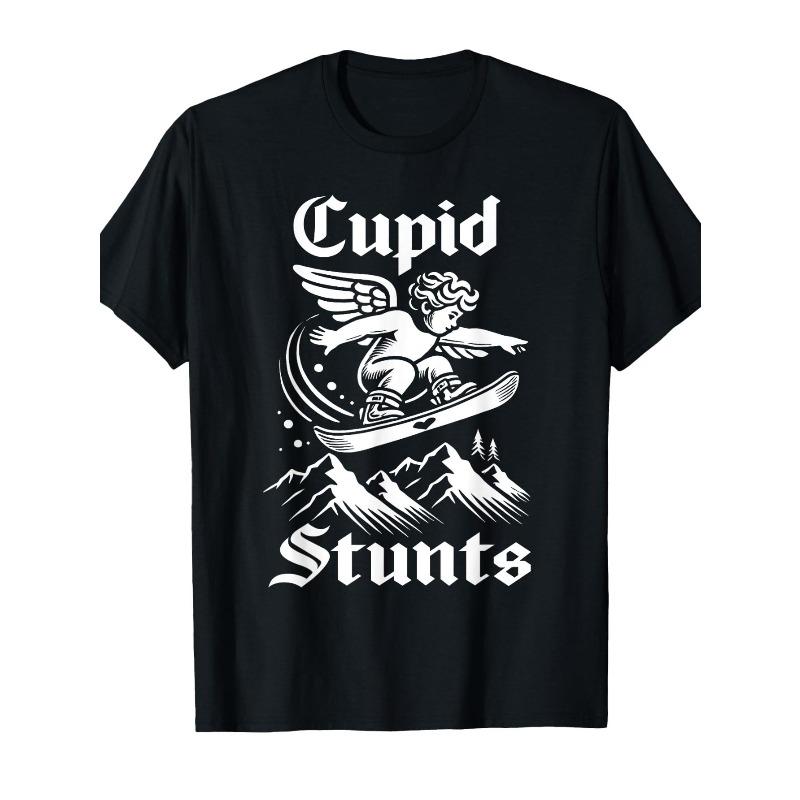 T-shirt à col rond pour homme grande taille, Manches courtes respirantes, Stunts de Cupidon amusants