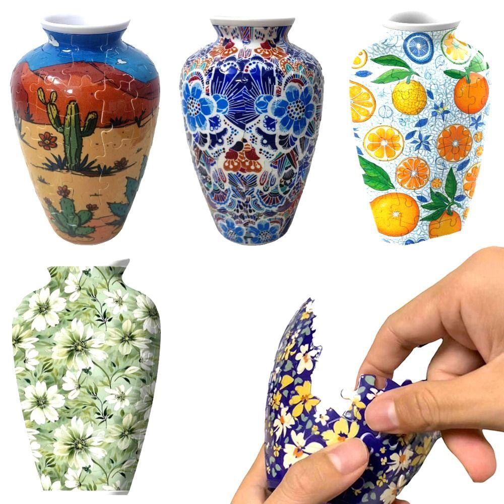

Waterproof 3D Puzzle Vase DIY Home Decoration Vase Flower Arrangement Vase for Children/Adults Style B
